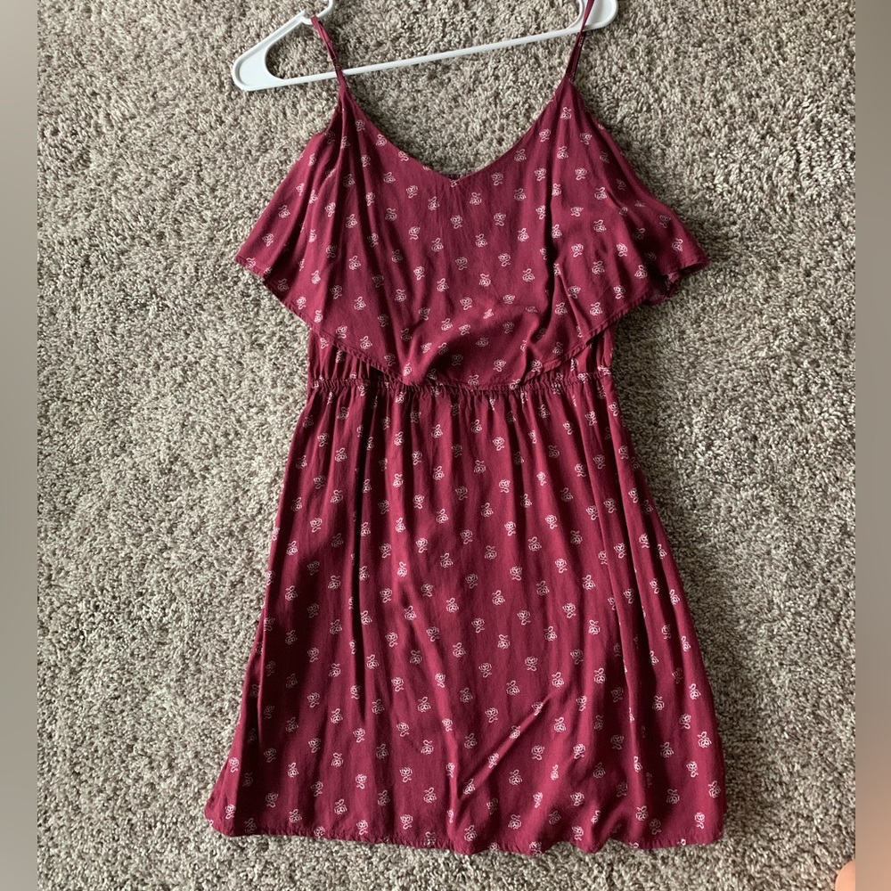 Burgundy Floral Spaghetti Strap Dress